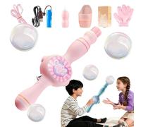 Magic Bubble Wand, Magic Smoke Bubble Maker with Lights & Music, Automatic Mist Bubbles Blower, Rechargeable Bubbles Fog Wand for Outdoor Party & Interactive Play (Pink)