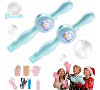 Magic Bubble Wand with Gloves, Colorful Smoke Bubble Machine, Elastic Mist Bubble Maker for Outdoor Party Games and Interactive Play, Pink and Blue (2pcsBlue)