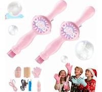 Magic Bubble Wand with Gloves, Colorful Smoke Bubble Machine, Elastic Mist Bubble Maker for Outdoor Party Games and Interactive Play, Pink and Blue (2pcspink)