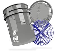 MAGIC BUCKET Car Hand Wash Bundle | Wash Bucket with Matching Bucket Lid 5 US Gallons Approx. 20 Litres | With Grit Guard Bucket Insert Dirt Strainer | Washing Set Grey/Blue