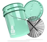 MAGIC BUCKET Car Hand Wash Bundle | Wash Bucket with Matching Bucket Lid 5 US Gallons Approx. 20 Litres | With Grit Guard Bucket Insert Dirt Strainer | Washing Set Mint/Black