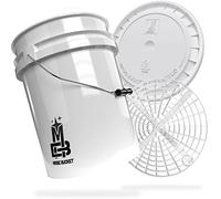 MAGIC BUCKET Car Hand Wash Bundle | Wash Bucket with Matching Bucket Lid 5 US Gallons Approx. 20 Litres | With Grit Guard Bucket Insert Dirt Strainer | Washing Set White