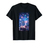 Magic Butterflies Coffee Night Flowers Art Dream T-Shirt