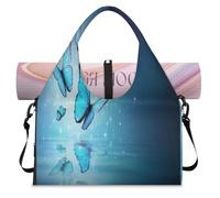 Magic Butterflies Sports Duffel Bag for Women Men Blue Butterflies Weekend Overnight Bag with Shoe Compartment Shoulder Tote Luggage Bag for Yoga Gym Travel