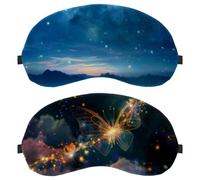 Magic Butterfly Flying in Sky Shiny Glowing Stars 2-Pack Light-Blocking Soft Breathable Eye Masks with Eye Patches and Sleep Masks