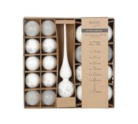 MAGIC by Inge 19 Piece Just White Christmas Baubles Set with Tree Topper, Glass Baubles, 5cm & 6cm, White, Christmas Tree Decorations