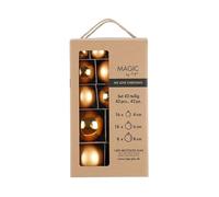MAGIC by Inge - Christmas Baubles Set of 42 Inca Gold with Diameters 4 cm, 6 cm and 8 cm, Christmas Tree Decorations Glass, Gold