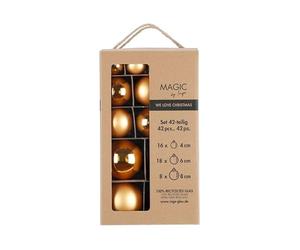 MAGIC by Inge - Christmas Baubles Set of 42 Inca Gold with Diameters 4 cm, 6 cm and 8 cm, Christmas Tree Decorations Glass, Gold
