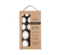 MAGIC by Inge - Christmas Baubles Set of 42 Pure White with Diameter 4 cm, 6 cm and 8 cm, Christmas Tree Decorations Glass