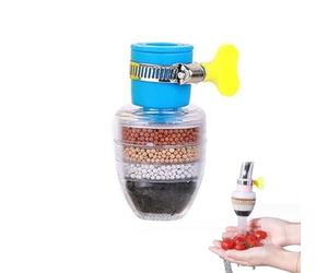 Magic Charcoal Water Filter, Universal 6 Layer Carbon Water Filter Faucet, Water Tap Activated Carbon Clean Purifier Cartridge, Carbon Faucet Water Filter Splash-Proof (Blue)