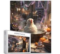 Magic Chicken Steam Bath 1000 Piece Jigsaw Puzzles for Adults Halloween Fantasy Scene Art Jigsaw Puzzle Colorful DIY Puzzles for Home Decoration Gifts Family Puzzle Perfect for Game Nights 50×70cm