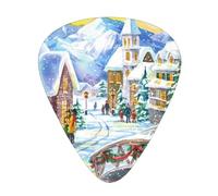 Magic Christmas Village 12 Pcs Guitar Picks, 0.46mm/0.71mm/0.96mm Thickness, Guitar Plectrum With Storage Case For Acoustic-Electric Guitar Ukulele Bass