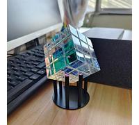 Magic Chroma Cube Art Decoration Ornaments,Light Refraction Glass Sculpture,Glass Crystal Sculpture Suitable for Home Art Office Decoration,Table Decoration (Blue)