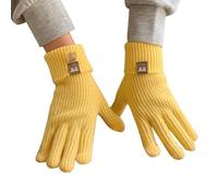 Magic Clean Gloves Winter Knitted Gloves for Men and Women, Screen SMS Gloves, Warm Knitted Gloves for Outdoor Use, Soft, Elastic Latex Tops (Yellow, One Size)