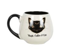 Magic, Coffee & Cats Rounded Mug / Cute, Witchy Christmas Mug