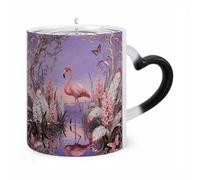 Magic Coffee Mug Cups Personalized Flamingo Hyacinth Color Changing Mug Heat Sensitive Heat Changing Coffee Mugs with Handle 11 Oz Mugs Funny Ceramic Cup for Tea/Latte/Milk/Cocoa