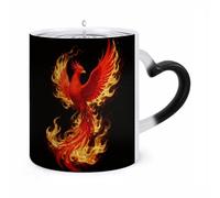 Magic Coffee Mug Cups Personalized Phoenix Flame Color Changing Mug Heat Sensitive Heat Changing Coffee Mugs with Handle 11 Oz Mugs Funny Ceramic Cup for Tea/Latte/Milk/Cocoa