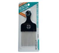 Magic Black Standard Metal Afro Hair Pick with Fist & Unbreakable Pocket Comb by Magic Collection