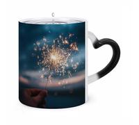 Magic Color Changing Mug, Tides and Embers Pattern Heat Sensitive Ceramic Cup - 12oz Coffee Tea Cup, Novelty Gift for Holiday