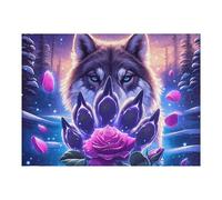 Magic Colorful Wolf Head 500 Piece Jigsaw Puzzle for Adults Vibrant Fantasy Animals Home Office Wall Art Productivity Boost Precision Cut for Remote Workers 500 PCS