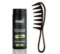 Magic Cosmetics Hair Styling Powder 20gr | Unisex Root Hair Styling Powder | Matt Look | Anti-Gravity Powder Styler & 032 Hair Beard Styling Comb | Flexible | Anti-Static Handle | For Hair and Beard