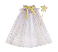 Magic Costume Set Including Star Rod and Breathable Mesh Cape, Tulle Cape for Children, Party, Photo Props, Children's Costume Set