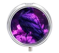 Magic Crow Wizard Black Raven Small Pill Box Case 3 Compartment 2"