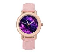 Magic Crow Wizard Black Raven Women's Leather Strap Band Watch Pink Ladies Three-Hand Wrist Watches