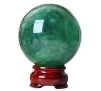 Magic Crystal Ball Green Fluorite Quartz Sphere with Stand Feng Shui Crystals Ornament for Witchcraft Home Decorative,2.75"(7cm)