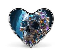 Magic Crystal Metal Skull Heart Pin, 1 Inch Metal Love Lapel Pins - Lightweight, Smooth Edges, Versatile Badge Brooch for Jackets, Shirts, Bags, Gifts for Friends, Family