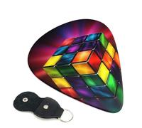 Magic Cube â€‹puzzle Guitar Plectrums, 6 Guitar Plectrums, Double Sided Printing, For Acoustic Guitar, Bass, Ukulele, Electric Guitar (0.46 Mm 0.71 Mm 0.96 Mm)