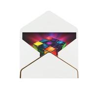Magic Cube ​puzzle Luxury Pearl Paper Greeting Card With Gold Border, Blank Inside, With Envelope - Birthday, Wedding, Christmas, Valentine