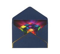 Magic Cube ​puzzle Luxury Pearl Paper Greeting Card With Gold Border, Blank Inside, With Envelope - Birthday, Wedding, Christmas, Valentine