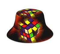 Magic Cube â€‹Puzzle Printed Reflective Bucket Hat Sunhat Lightweight Breathable Unisex Packable Outdoor Travel Fashion Climbing Cap Black, Black, One Size, Black, One Size