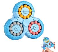 Magic Cube Ball Puzzle Toy - Rotating Finger Fidget Cube, Handheld Stress Relief Spinner for Kids & Adults, IQ Logic Game - Gift for Christmas, Birthday, New Year (Blue, Ages 3+)