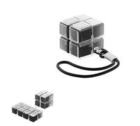 Magic Cube Magnetic Pill Organizer- 8-Compartment Travel Case with Strap, Magic Cube Pill Box, Weekly Pills Organizer Magnetic, Creative Moisture-Proof Drawstring (Black)