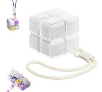 Magic Cube Magnetic Pill Organizer - 8-Compartment Travel Case with Strap, Weekly Pill Organizer Magnetic, Creative Moisture-Proof Drawstring, Portable Travel Pills Case (White)