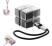 Magic Cube Magnetic Pill Organizer - 8-Compartment Travel Case with Strap, Weekly Pill Organizer Magnetic, Creative Moisture-Proof Drawstring, Portable Travel Pills Case (Black)