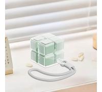 Magic Cube Magnetic Pill Organizer, Magic Cube Pill Organiser, Weekly 7-Day Medicine Box with Drawstring, Portable Travel Case, Creative Cube Design (Green)