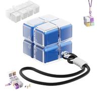 Magic Cube Magnetic Pill Organizer with 8 Compartments, Magic Cube Pill Box, Weekly Pills Organizer Magnetic, Creative Moisture-Proof Drawstring Sealed Pill Box (Blue)