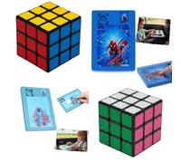 Magic Cube Puzzle Bundle (Classic & Crystal) + Spider-Man & Disney Stitch Sliding Puzzles, Brain Teaser Fidget Toys, Christmas Birthday Stocking Fillers