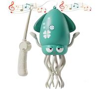 Magic Dancing Octopus Toy - Electric Crawling Squid with Auto-Avoid, LED Lights & Music, USB Rechargeable Interactive Toy for Kids, Pets & Stress Relief (Green+rod)