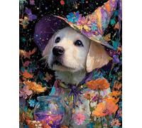 Magic Dog Jigsaw Puzzles for Adults 200 Pieces, Adult jigsaw Puzzle 200 pieces Flower, Challenging Brainteaser with Alphabet Backing, Eco-friendly Dust-Free, Home Wall Decor Gift
