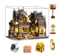 Magic Dollhouse DIY Miniature House Kit,Wooden Magic Shop Dolls House with Furniture Led Light, Magic Castle Puzzle Toy Creative Gift for Kid Teen Birthday (Plus Dust Cover and Music Box)