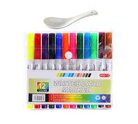 Magic Drawing Pen - 12 Colors Paint Markers | Practical Cleaning Solution, Floating Ink Drawing Set with Spoon for Kids, Girls and Teens, Cabbage Crafts