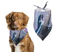 Magic Electric Guitar Music Dog Bandanas for Feeding Grooming, Triangle Pet Bibs Washable Pets Scarf for Cats & Dogs