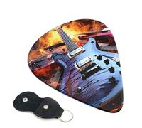 Magic Electric Guitar Music Guitar Picks 6 Pcs, 0.96mm Thickness Celluloid Plectrum with Leather Picks Holder, Personalized Guitar Pick for Bass Electric Acoustic Guitars Lovers Gift