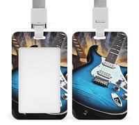 Magic Electric Guitar Music Id Badge Holder with Breakaway Lanyard Vertical Clear Plastic Card Protector Sleeve Waterproof & Heavy Duty Name Tag Holder for Nurse Teacher Office Staff Women Men
