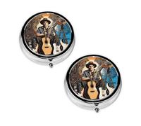 Magic Electric Guitar Music Print Pill Box 3 Compartment Medicine Pill Case,Portable for Pocket Or Purse Pill Organizer Decorative Metal Medicine Vitamin Organizer Unique Gift