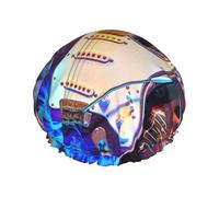 Magic Electric Guitar Music Printed Double-Layer Waterproof Shower Cap - Reusable Spa & Face Mask Bathing Hat for Travel, Home Care & Beauty Routine